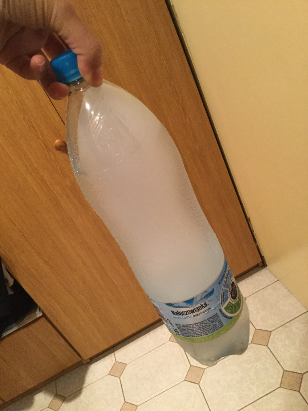 ガレージに一晩置いたら氷になった