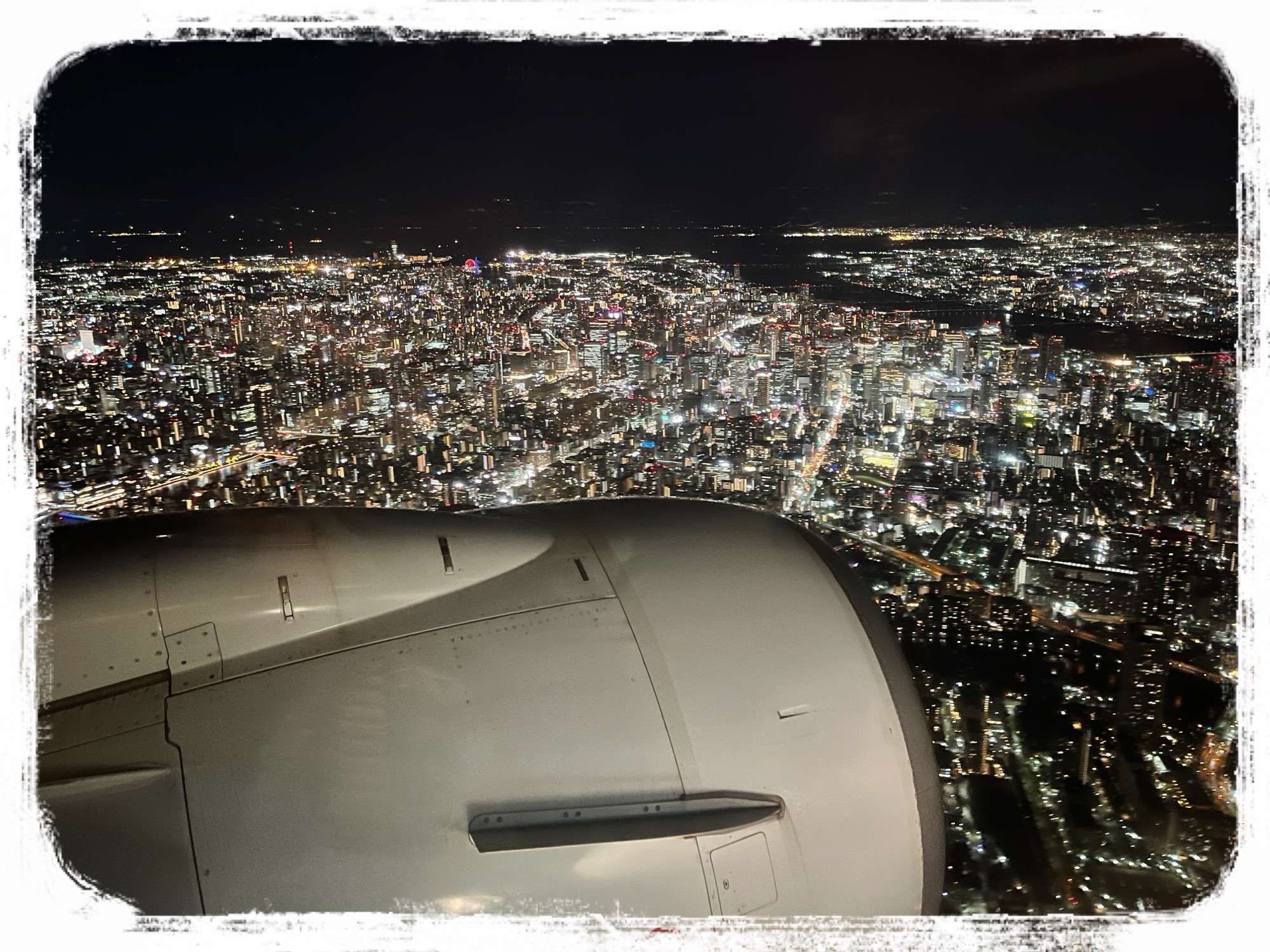 飛行機から大阪上空